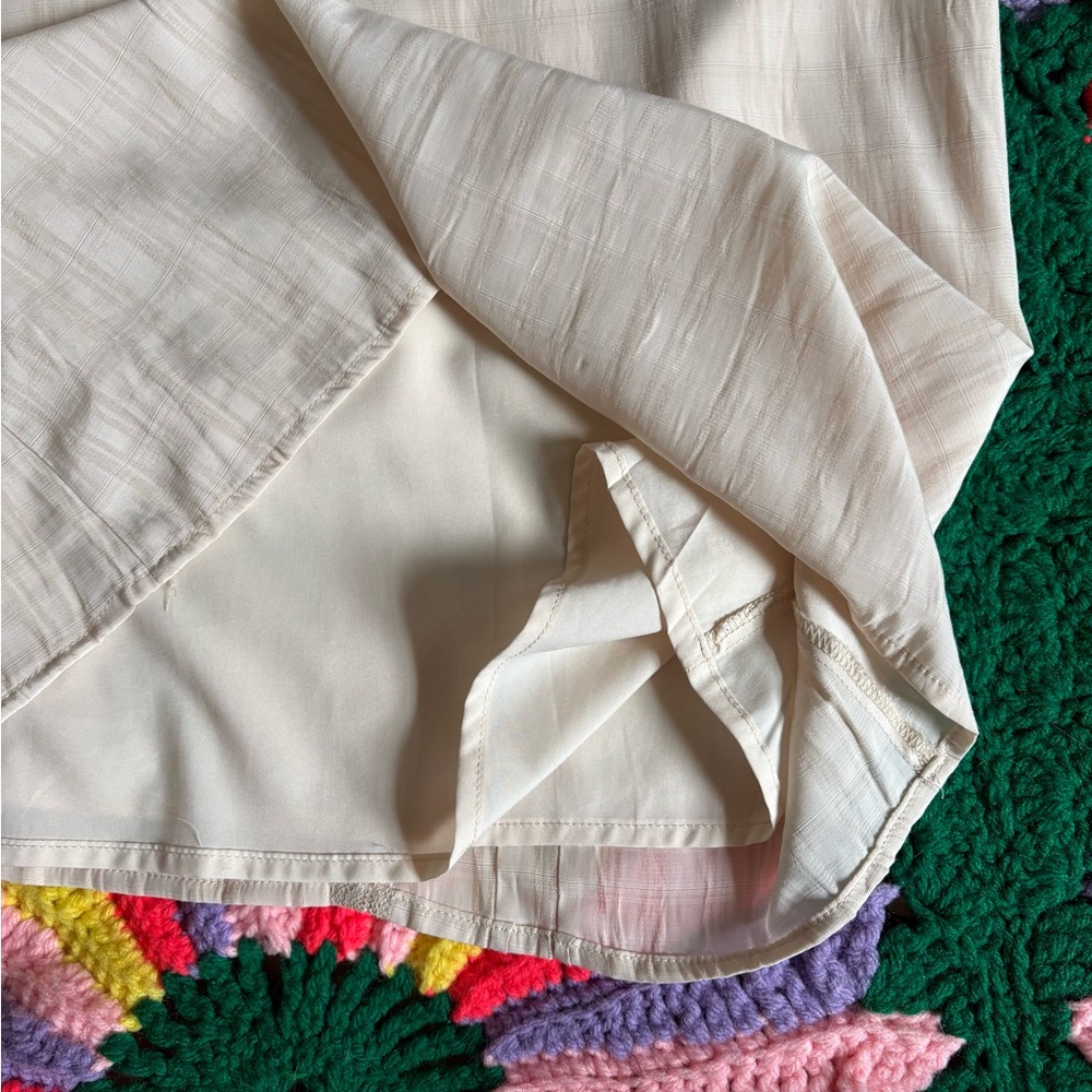 Lace Trim High-Neck Cream Blouse - Picture 10 of 13